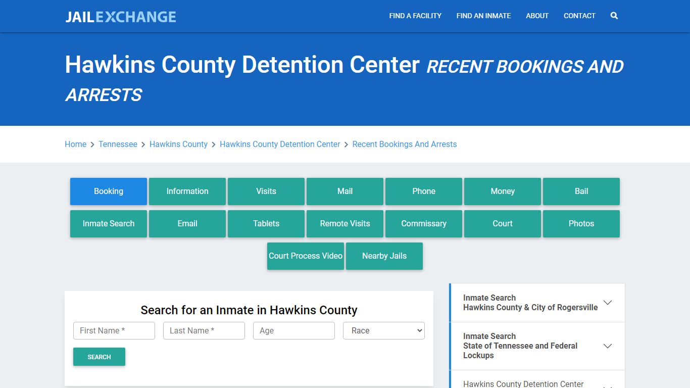 Hawkins County Detention Center Recent Bookings And Arrests - Jail Exchange