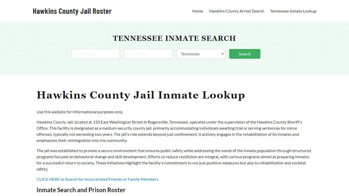 Hawkins County Jail Roster Lookup, TN, Inmate Search