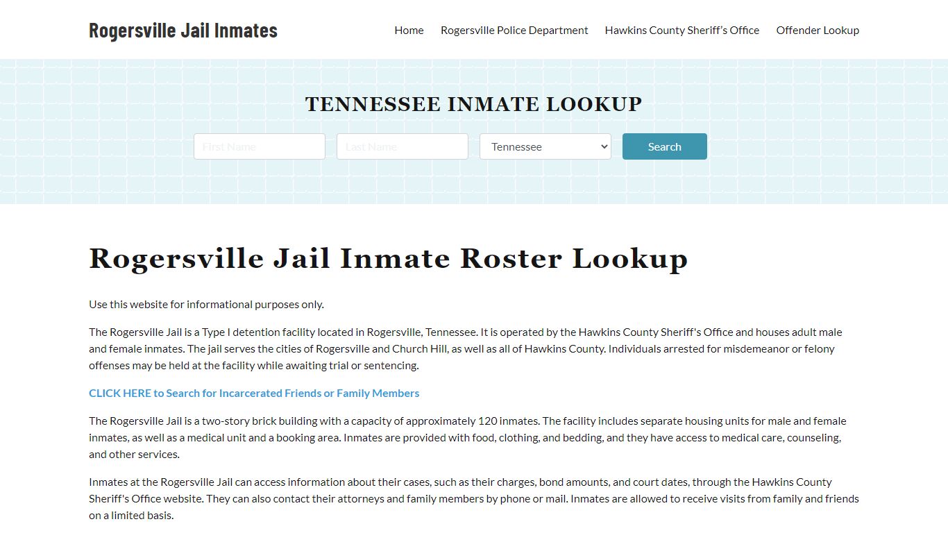 Rogersville Jail Inmate Roster, Hawkins County, TN, Offender Search