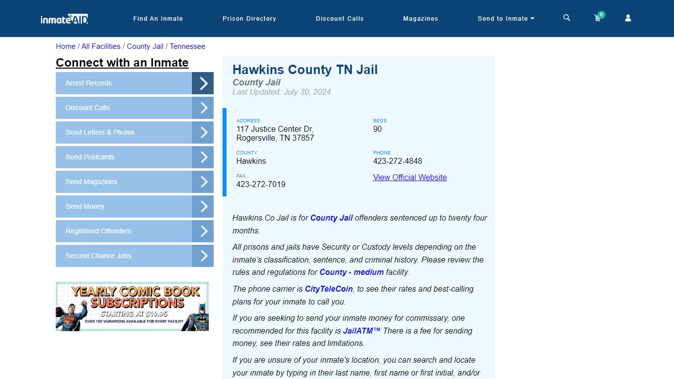 Hawkins County TN Jail - Inmate Locator